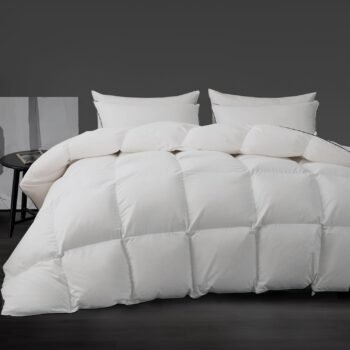 Luxury White Goose Down Comforter - Down and Feather Fiber Core for All Seasons - Duvet Insert Queen Hotel Collection - Soft and Medium Warmth Down Comforter,Queen (90 X 90”)