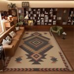 Southwestern Area Rug, Aztec Area Rug, Aztec Tribal Rugs, Native American Rugs, Indian Navajo Carpet, Washable Non Slip Soft Low Pile Tribal Carpet for Living Room (10' x 12' (Rectangular))