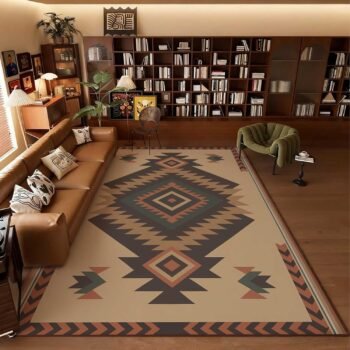 Southwestern Area Rug, Aztec Area Rug, Aztec Tribal Rugs, Native American Rugs, Indian Navajo Carpet, Washable Non Slip Soft Low Pile Tribal Carpet for Living Room (10' x 12' (Rectangular))