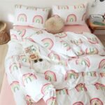 Children Cartoon Rainbow Duvet Cover Set Cotton 100 3 Piece Twin Toddler Bedding Sets for Girls Kids Quilt Cover, Twin