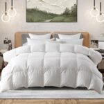 Down Comforter, Ultra-Soft Queen Fluffy Duvet Insert, Luxury Duck Feathers Down Comforter, Lightweight Bedding Comforters Suitable for All Seasons, White, 90 X 90in