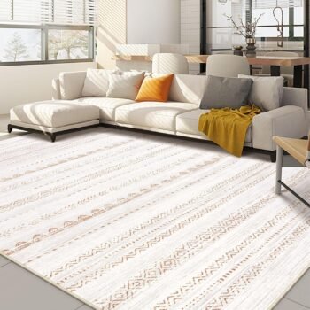 Area Rug Living Room Rugs: 5x7 Washable Boho Large Neutral Farmhouse Soft  Stain Resistant Indoor Carpet for Bedroom Nursery Kids Playroom Office Dining Room Home House Decor- Brown