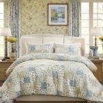 Blue Floral Duvet Cover Set Queen Size 100% Cotton Botanical Patchwork Vintage Bedding Quilt Cover All Season 3 Pieces Soft Lightweight Comforter Cover(Blue Patchwork, Queen)